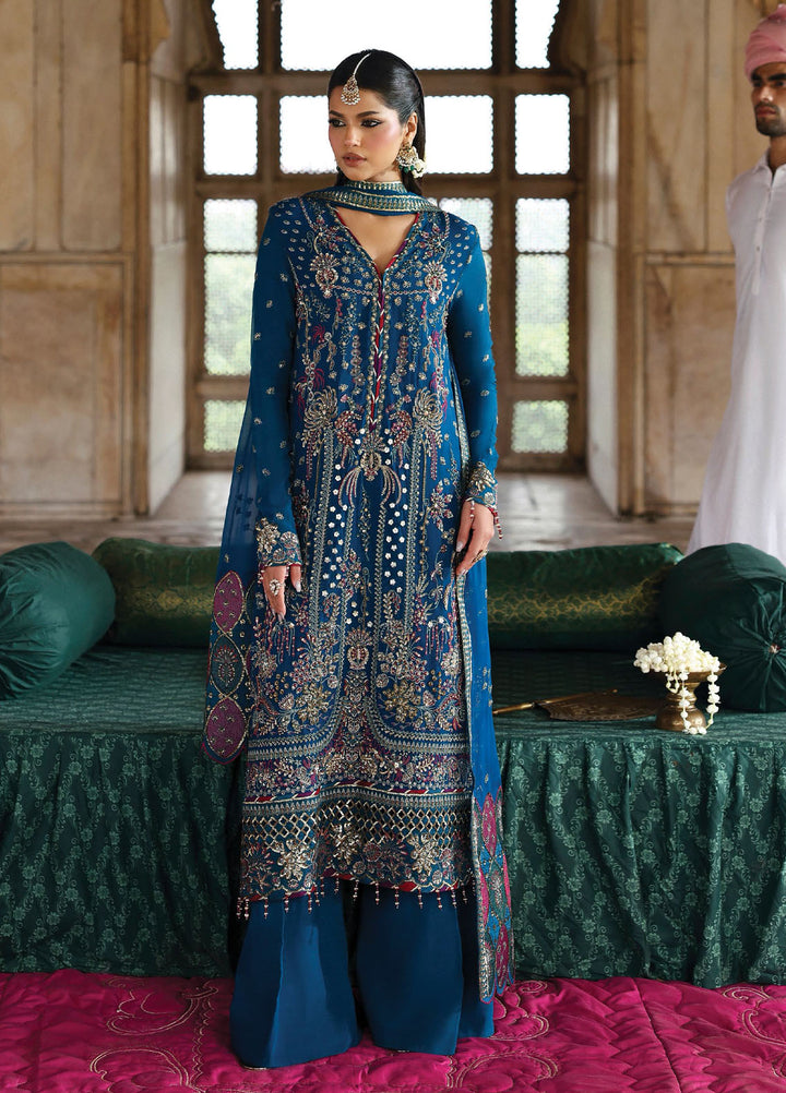 Romansiyyah by Eman Adeel Embroidered Chiffon Suits Unstitched 3 Piece EA25RLF Zarq - Formals Collection