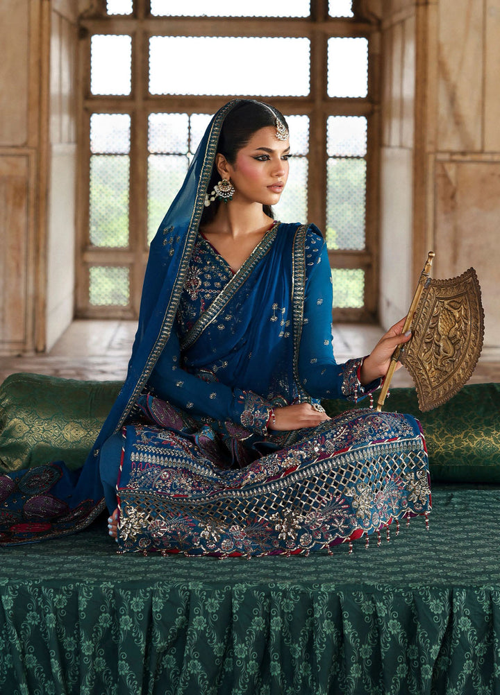 Romansiyyah by Eman Adeel Embroidered Chiffon Suits Unstitched 3 Piece EA25RLF Zarq - Formals Collection