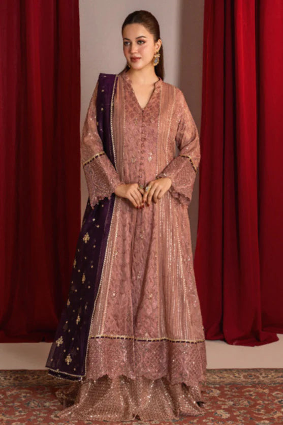 Zaaviay Rosy Mauve Chiffon Suits Pret 3 Piece Festive Collection