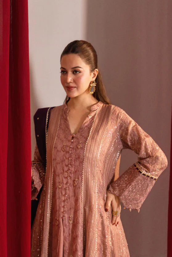 Zaaviay Rosy Mauve Chiffon Suits Pret 3 Piece Festive Collection
