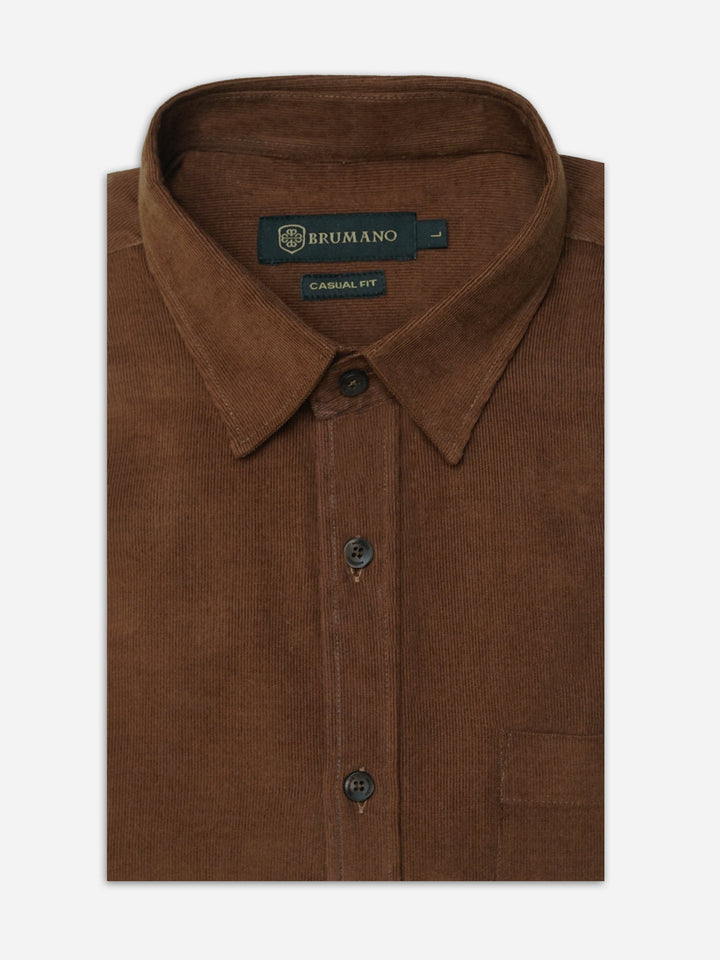 Brumano Ready To Wear Shirts Men 1 Piece Cotton Rusty Brown Corduroy Shirt 0-31-025-4525 - Summer Collection