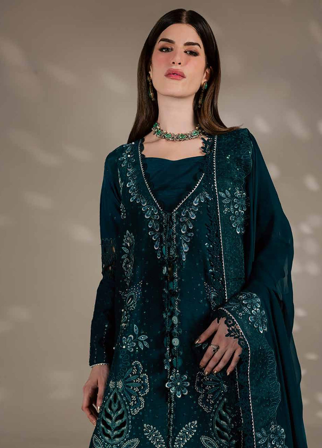 The Silk by Nureh Unstitched Embroidered Premium Silk 3 Piece Suit NU26USF S-33 - Festive Collection