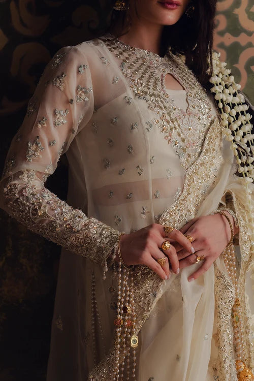 Jahan Ara by Zarposh Unstitched Embroidered Organza 3 Piece Suit ZP26UWJ ROSHANAY - Wedding Collection