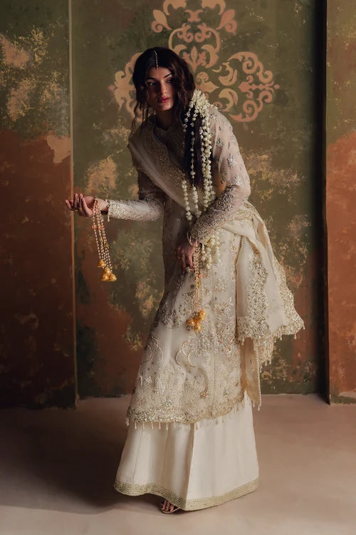 Jahan Ara by Zarposh Unstitched Embroidered Organza 3 Piece Suit ZP26UWJ ROSHANAY - Wedding Collection