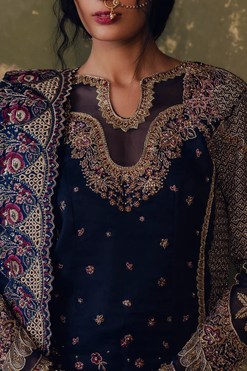 Jahan Ara by Zarposh Unstitched Embroidered Organza 3 Piece Suit ZP26UWJ FEROZAH - Wedding Collection