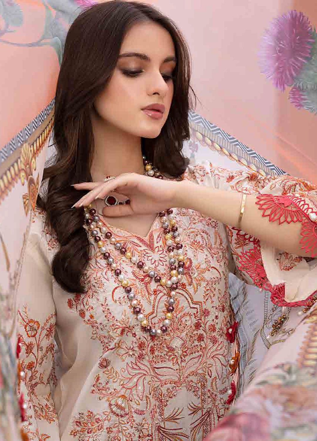 Husn E Adaa by Maham Sultan Unstitched Embroidered Lawn 3 Piece Suit MS26UHA Saloni - Lawn Collection