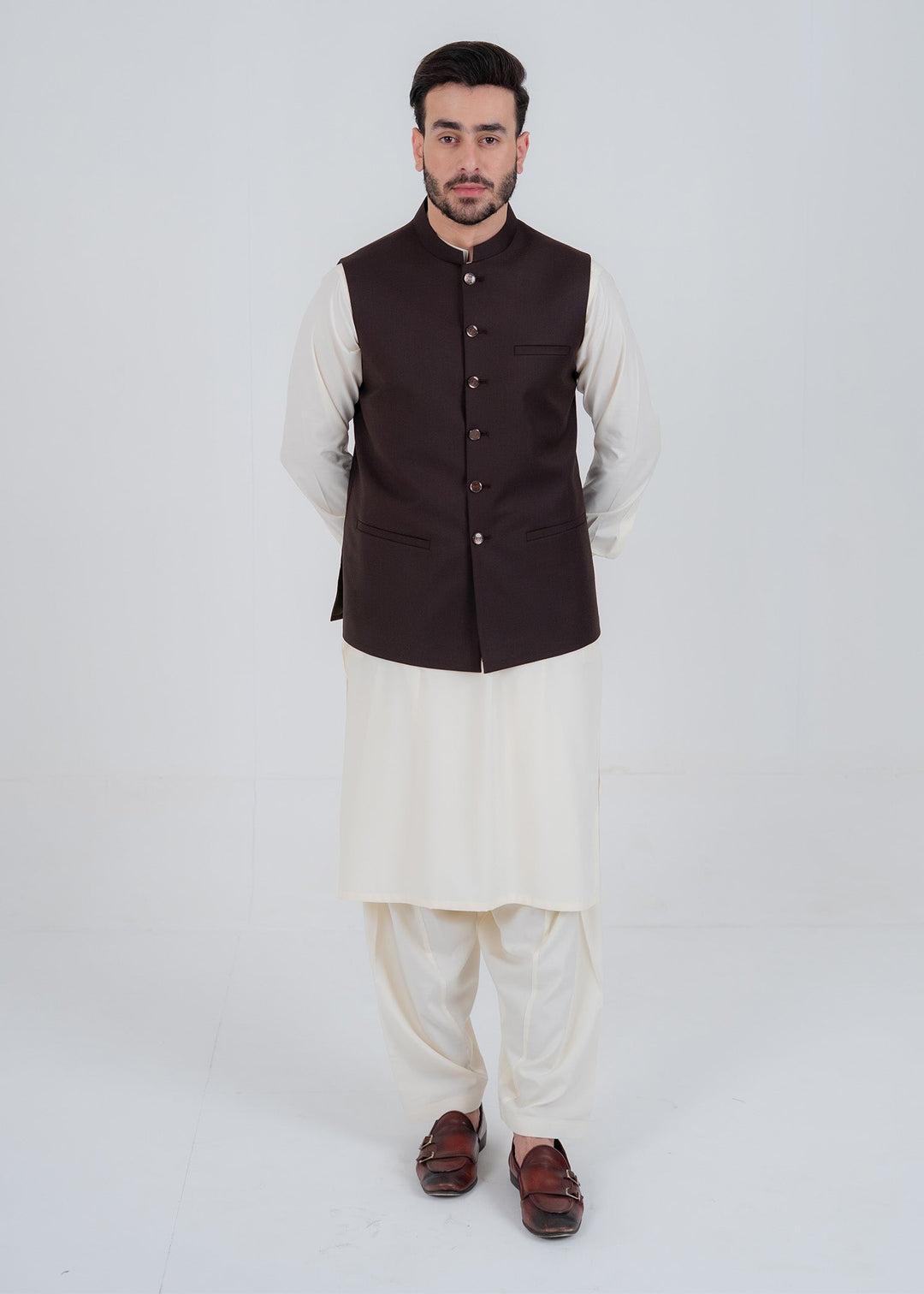 Rangrez by Buraq Mens Waistcoat RTW Solids Suiting 1 Piece BRQ 187 Casual Collection
