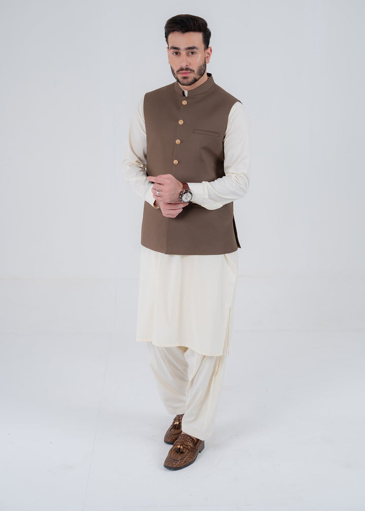 Rangrez by Buraq Mens Waistcoat RTW Solids Suiting 1 Piece BRQ 193 Casual Collection