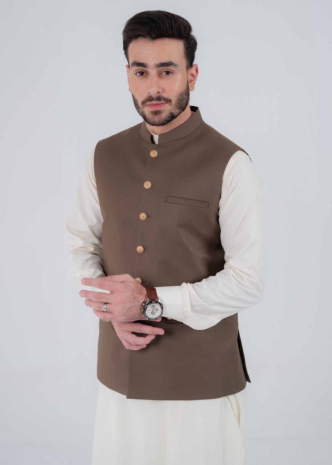 Rangrez by Buraq Mens Waistcoat RTW Solids Suiting 1 Piece BRQ 193 Casual Collection