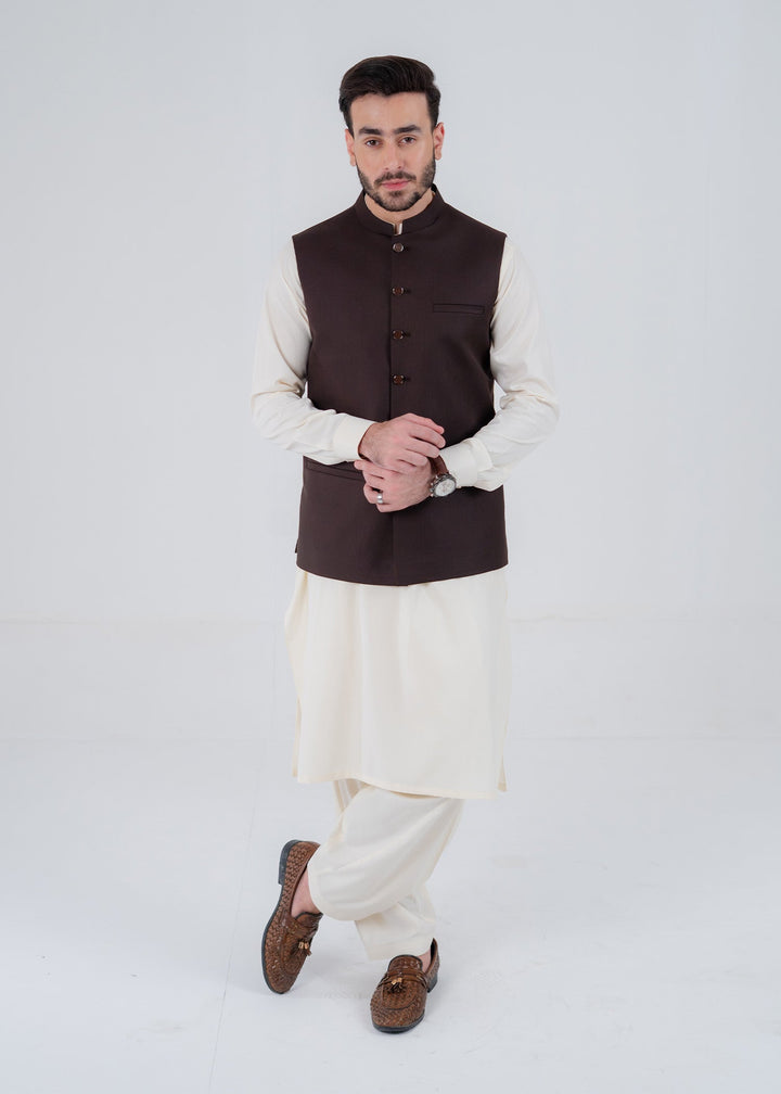 Rangrez by Buraq Mens Waistcoat RTW Solids Suiting 1 Piece BRQ 195 Casual Collection