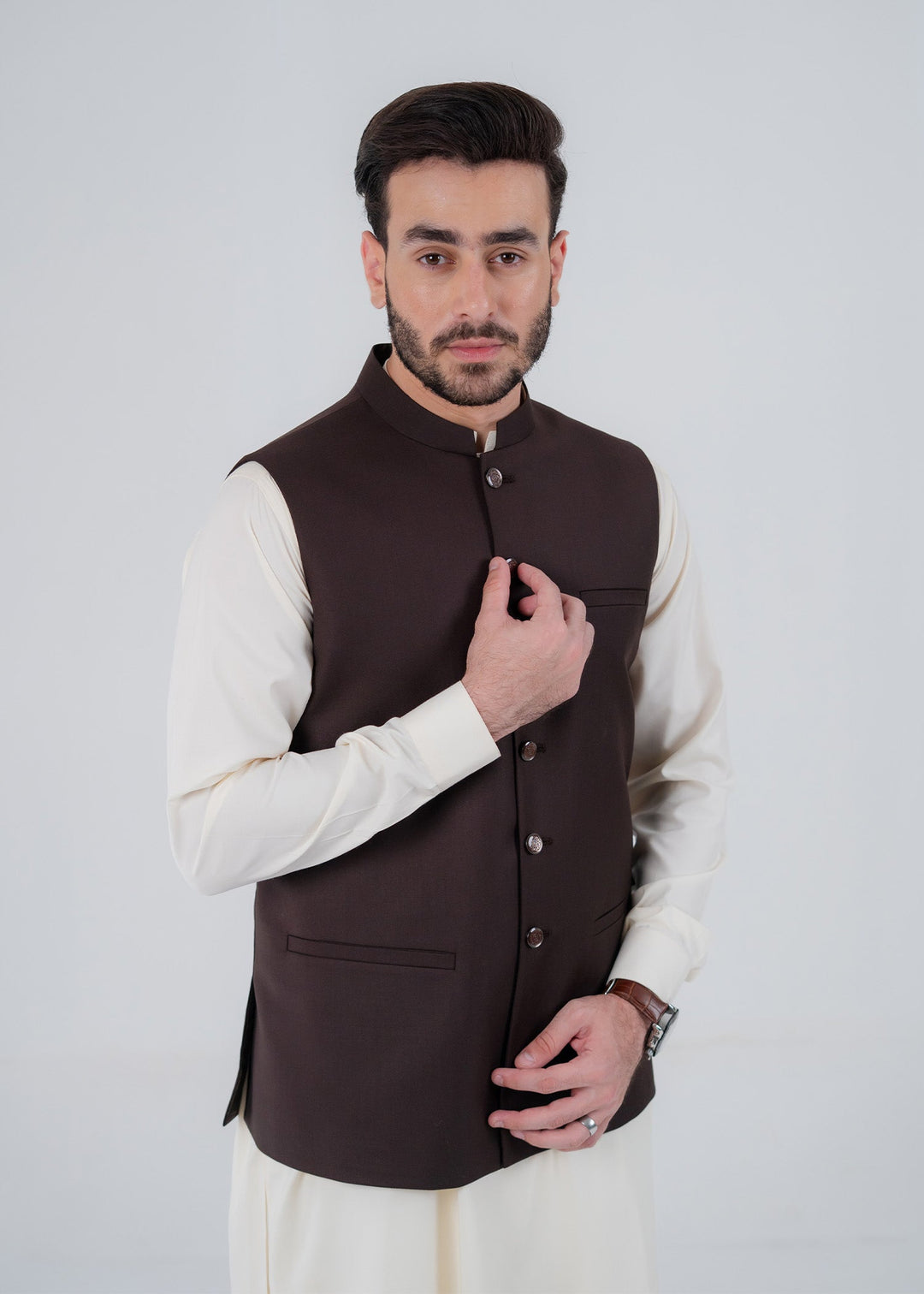 Rangrez by Buraq Mens Waistcoat RTW Solids Suiting 1 Piece BRQ 195 Casual Collection