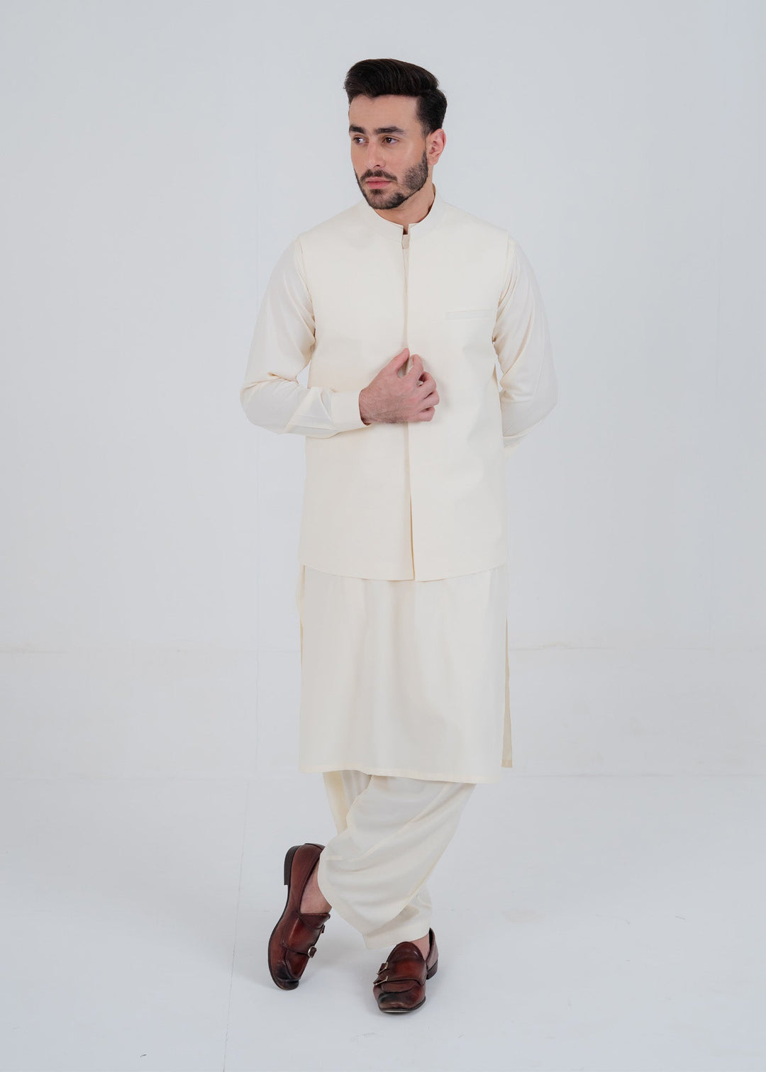 Abro by Buraq Mens RTW Solids Wash N Wear 3 Piece Suit Husn Casual Collection