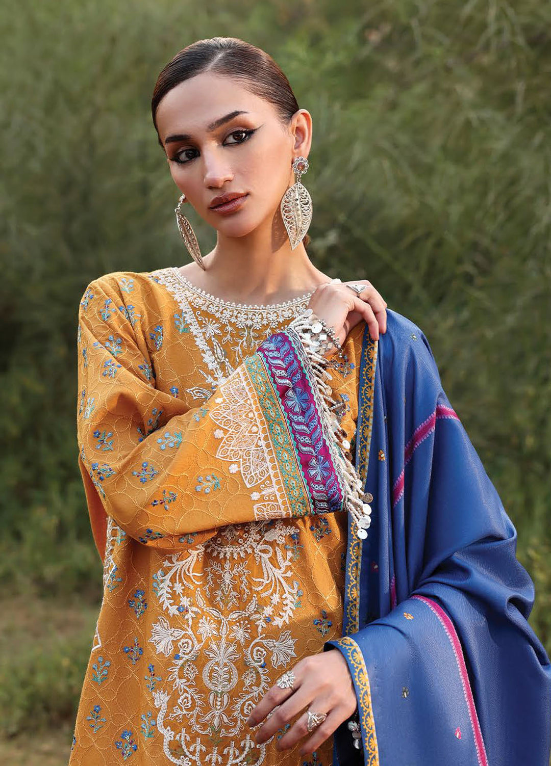 Siraa By Sadaf Fawad Khan Embroidered Karandi Suits Unstitched 3 Piece SDF25SW SFK-D10 GUL BAHAR - Winter Collection