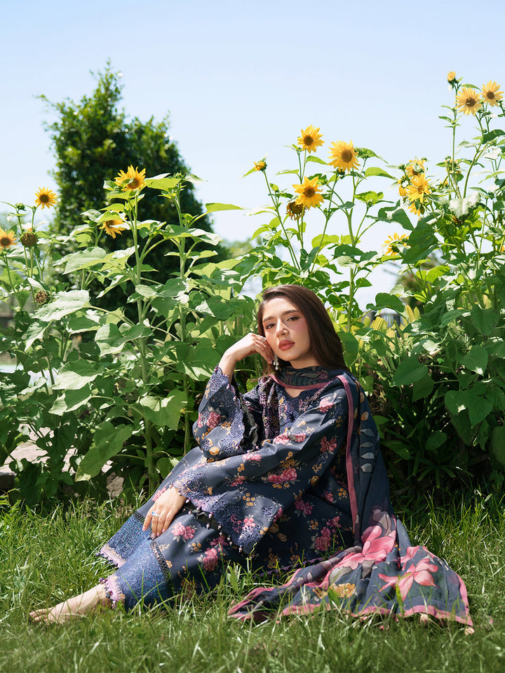 Sunset Muse by Izel Unstitched Embroidered Lawn 3 Piece Suit Skydust - Eid Collection