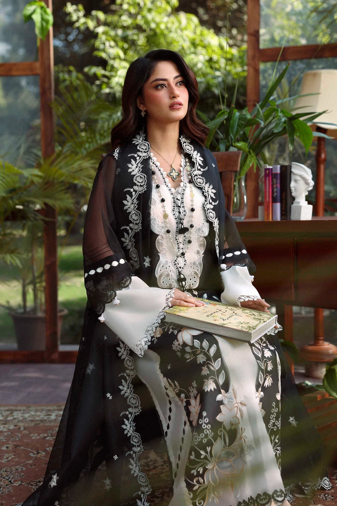 Sable Vogue Luxury Formals Unstitched Embroidered Swiss Voile 4 Piece Suit SL-05-26-V1 - Festive Collecion