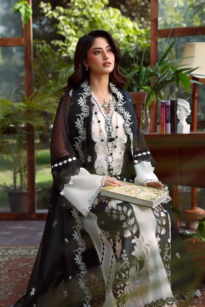 Sable Vogue Luxury Formals Unstitched Embroidered Swiss Voile 4 Piece Suit SL-05-26-V1 - Festive Collecion