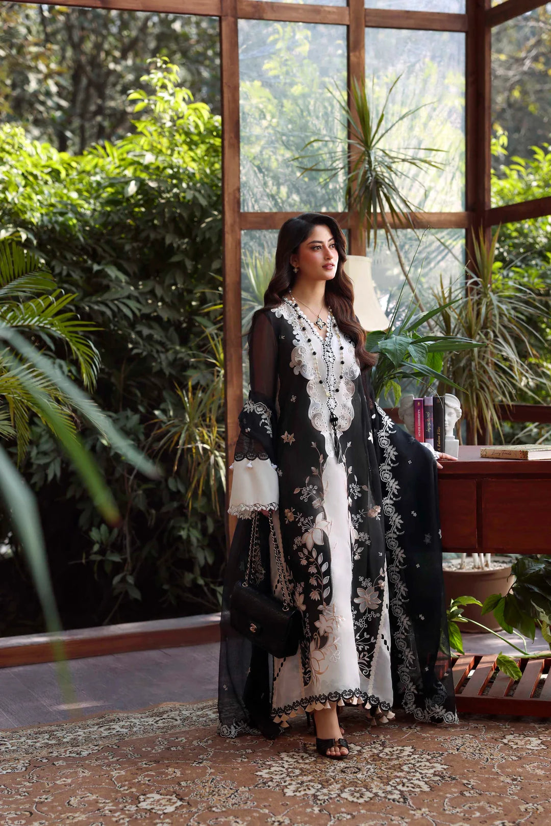 Sable Vogue Luxury Formals Unstitched Embroidered Swiss Voile 4 Piece Suit SL-05-26-V1 - Festive Collecion