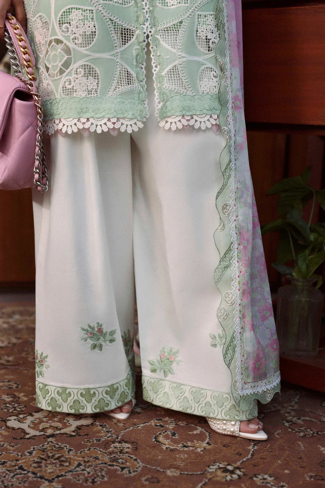 Sable Vogue Luxury Formals Unstitched Embroidered Swiss Voile 4 Piece Suit SL-06-26-V1 - Festive Collecion