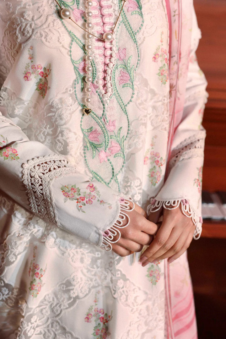 Sable Vogue Luxury Formals Unstitched Embroidered Swiss Voile 4 Piece Suit SL-07-26-V1 - Festive Collecion