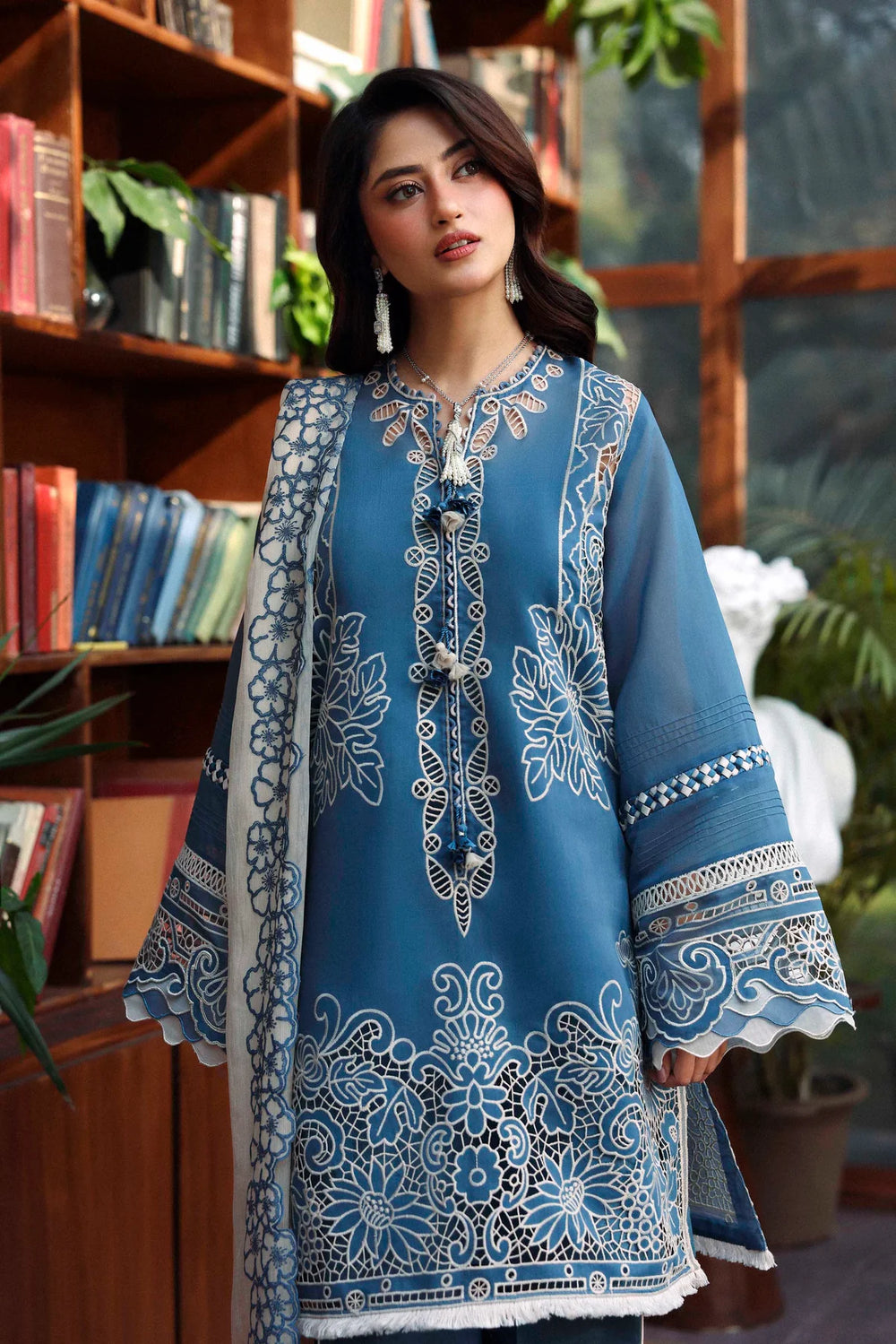 Sable Vogue Luxury Formals Unstitched Embroidered Swiss Voile 4 Piece Suit SL-10-26-V1 - Festive Collecion