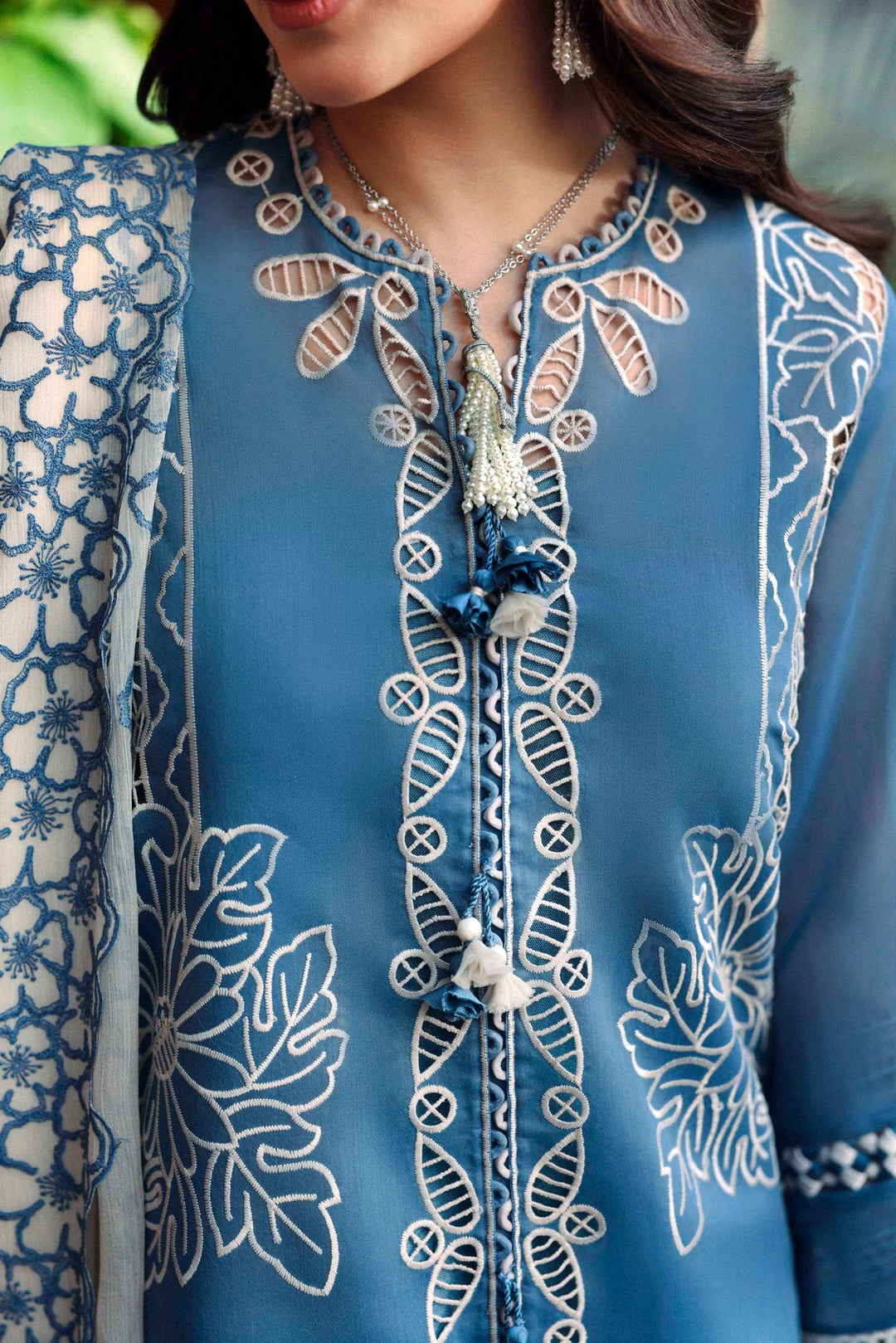 Sable Vogue Luxury Formals Unstitched Embroidered Swiss Voile 4 Piece Suit SL-10-26-V1 - Festive Collecion