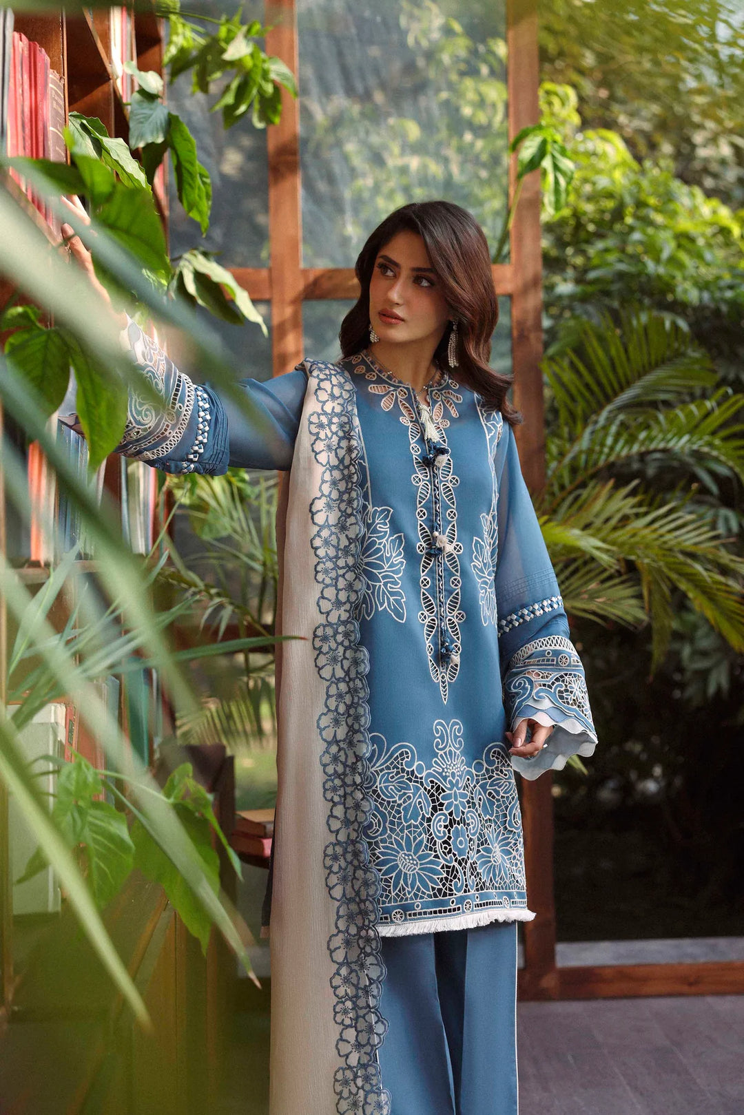 Sable Vogue Luxury Formals Unstitched Embroidered Swiss Voile 4 Piece Suit SL-10-26-V1 - Festive Collecion