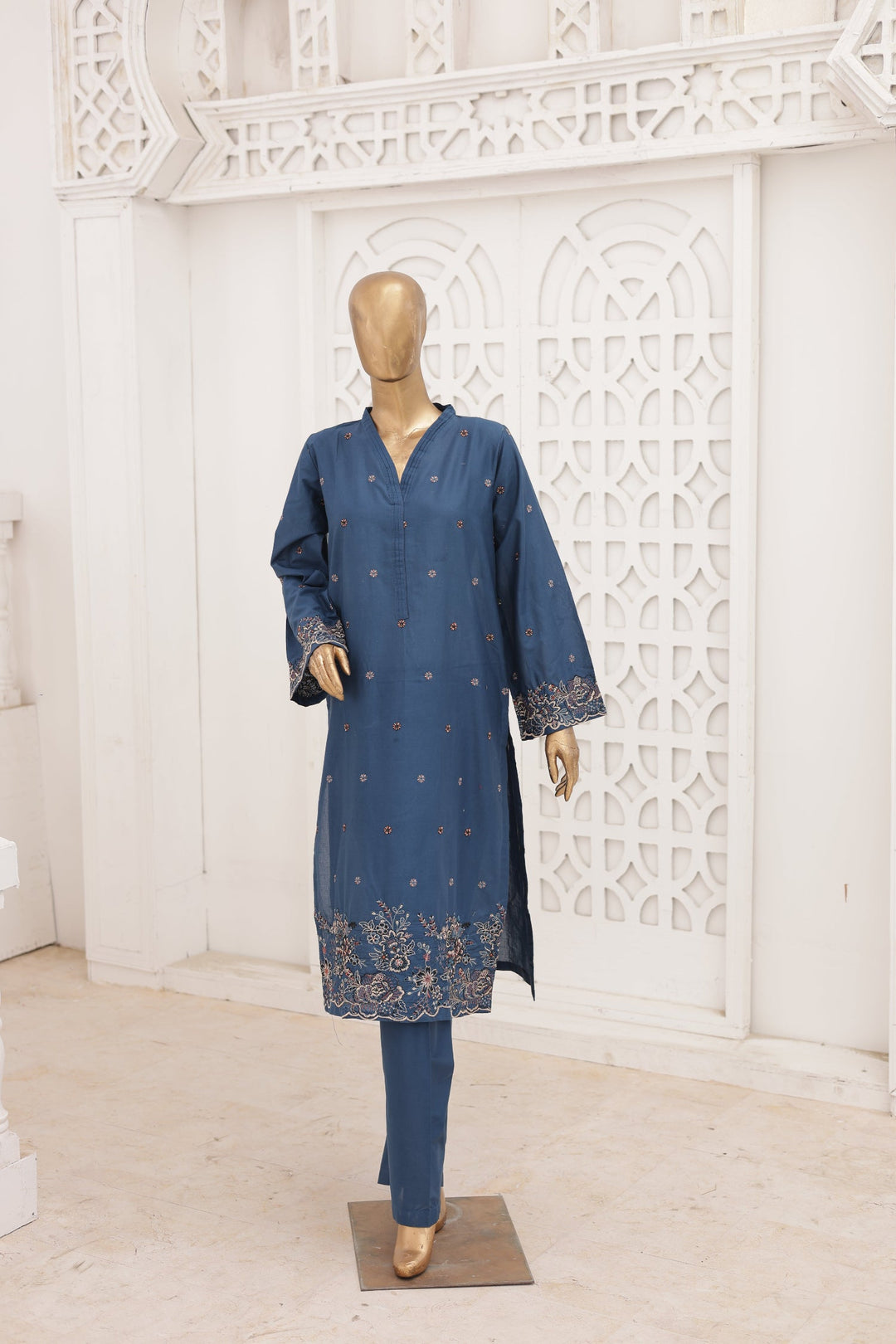 Nyra Essentials by Suntex Fabrics RTW Embroidered Lawn 2 Piece Suit SLATE Casual Collection