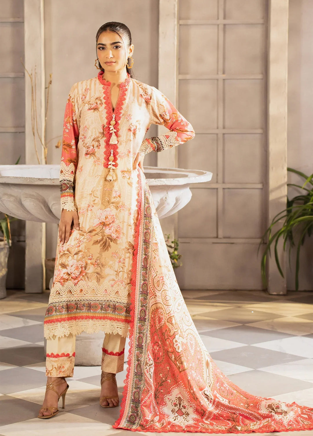 Safaah by Menaal Unstitched Printed Lawn 3 Piece Suit ML26ULS SP-02A - Casual Collection