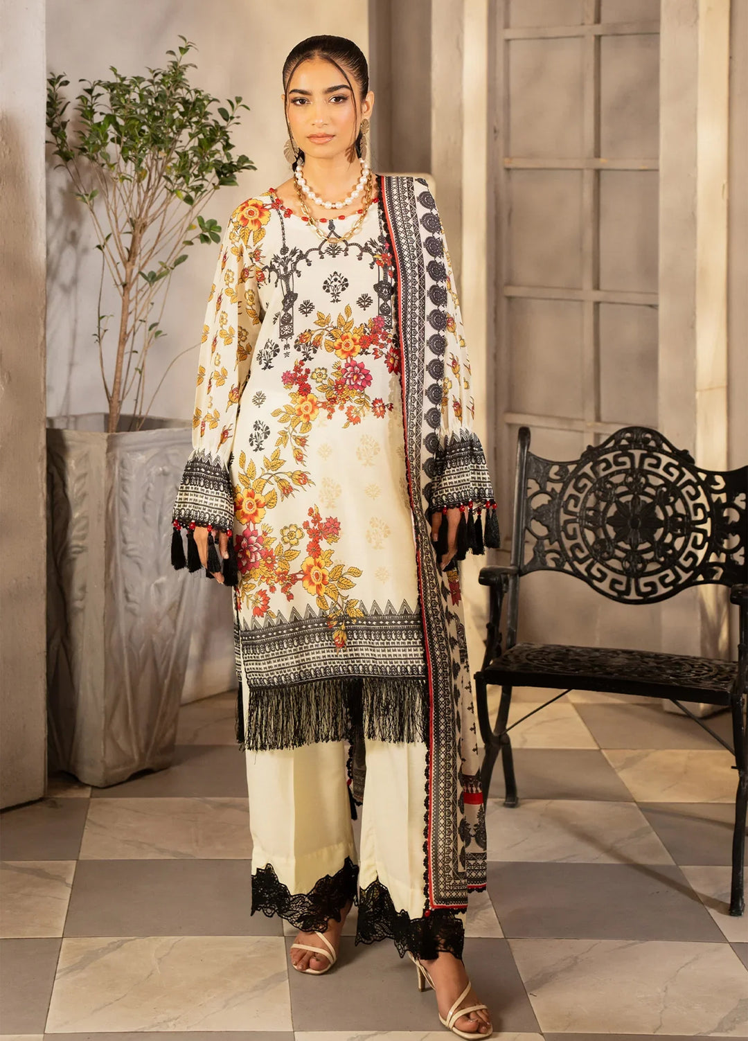 Safaah by Menaal Unstitched Printed Lawn 3 Piece Suit ML26ULS SP-03B - Casual Collection