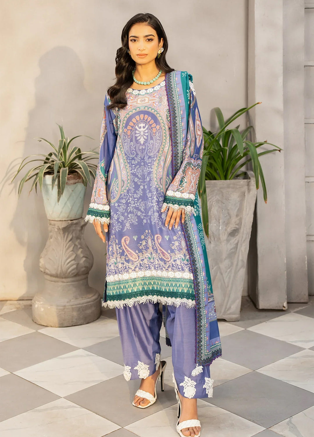 Safaah by Menaal Unstitched Printed Lawn 3 Piece Suit ML26ULS SP-04B - Casual Collection