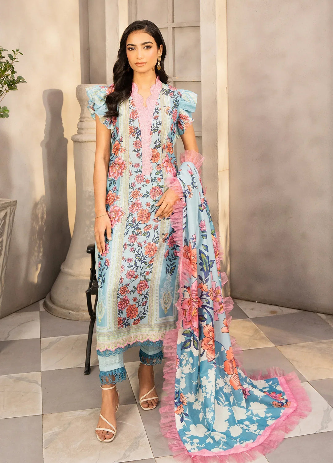 Safaah by Menaal Unstitched Printed Lawn 3 Piece Suit ML26ULS SP-05B - Casual Collection