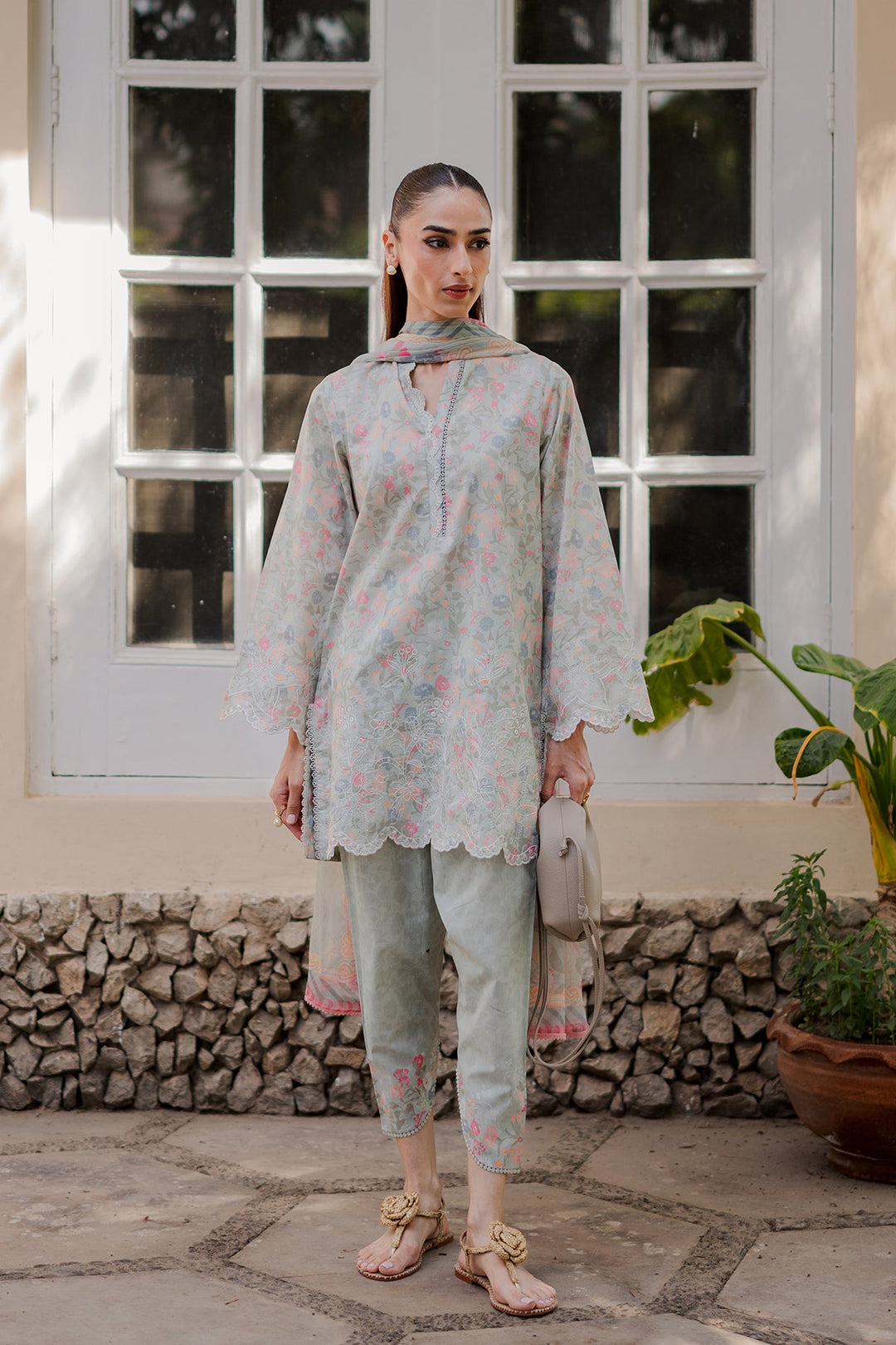 Nura by Sahar RTW Embroidered Cambric Co-Ord Sets Suit Strawberry Matcha Casual Collection