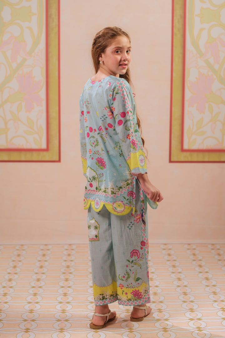 Sprinkles Girls RTW Printed Cotton 2 Piece Suit Blue Haven Casual Collection