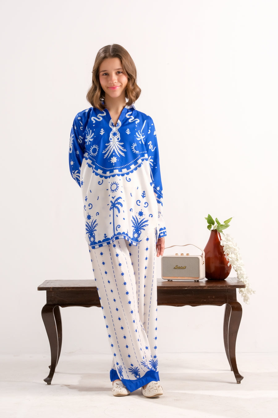 Sprinkles Girls RTW Printed Poly 2 Piece Suit Azure Palm Charm - Casual Collection