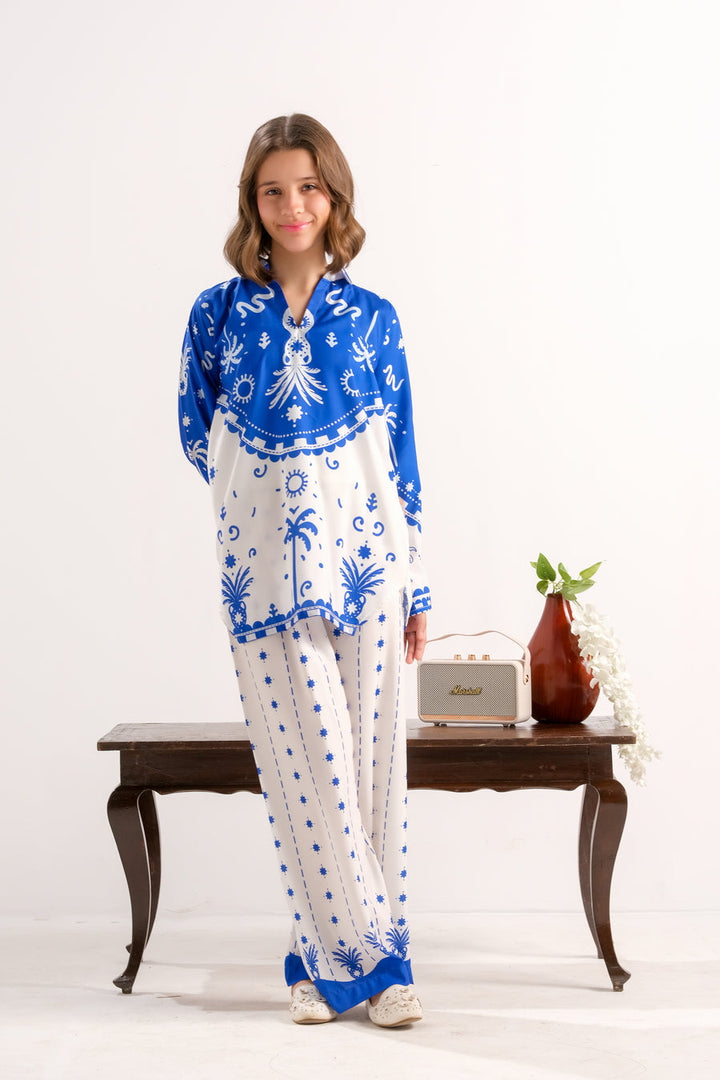 Sprinkles Girls RTW Printed Poly 2 Piece Suit Azure Palm Charm - Casual Collection