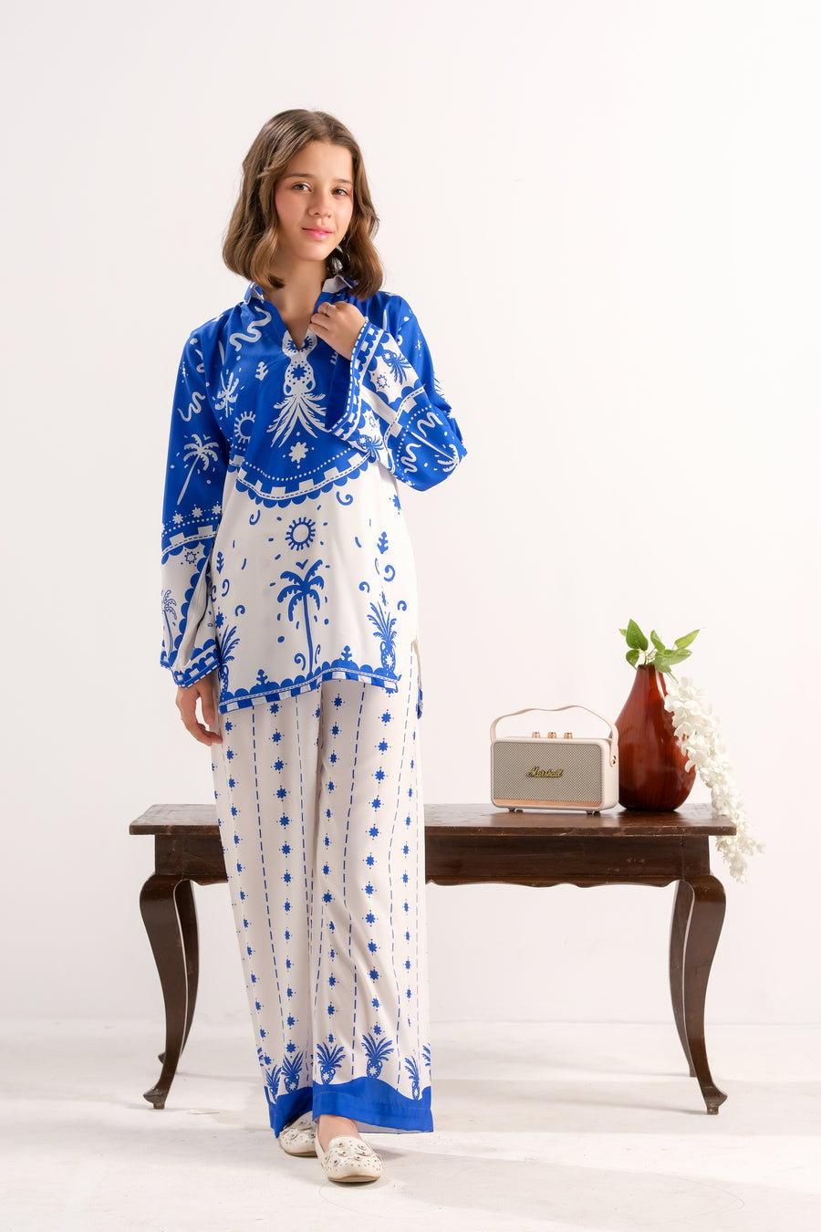 Sprinkles Girls RTW Printed Poly 2 Piece Suit Azure Palm Charm - Casual Collection