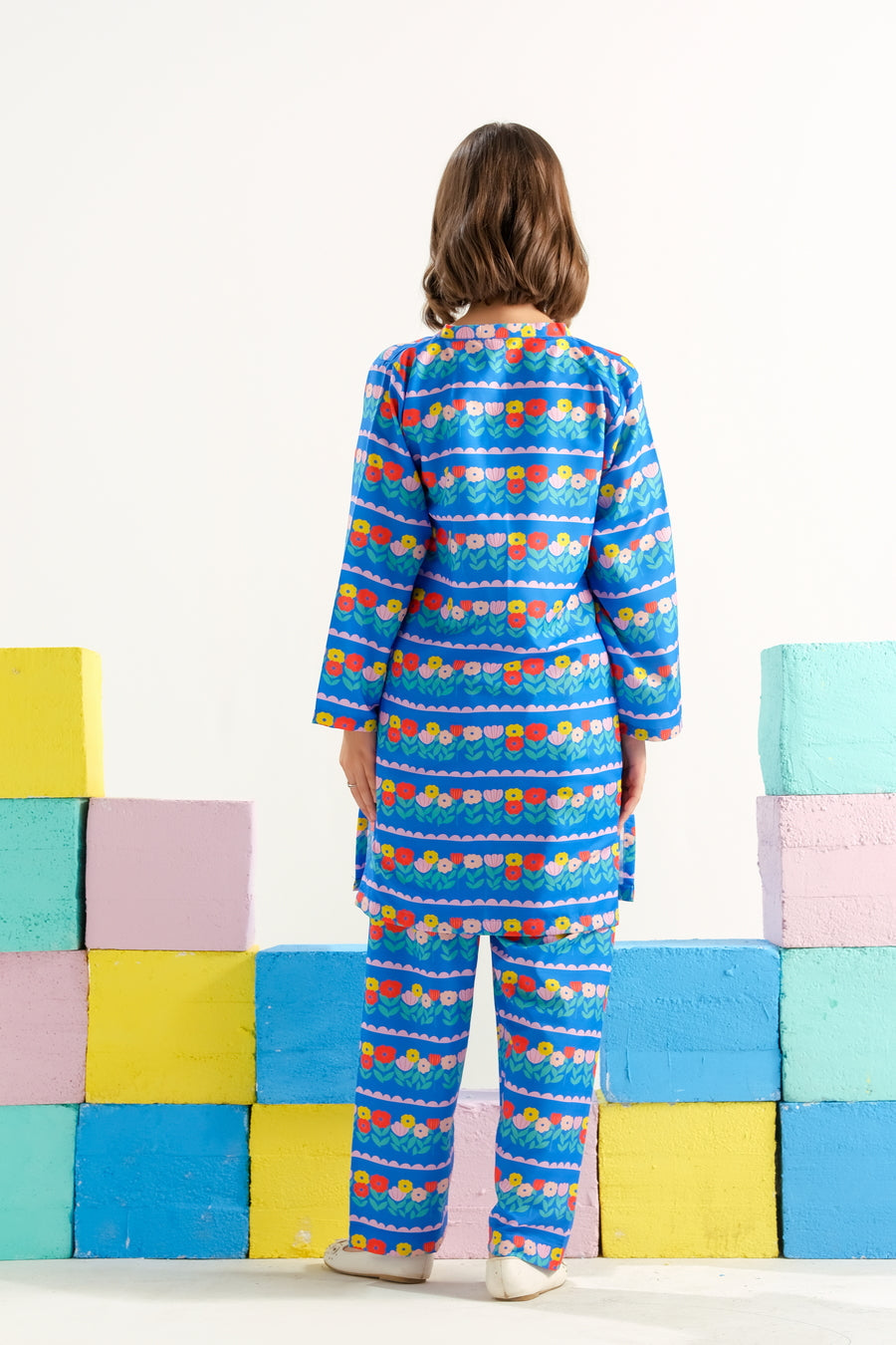 Sprinkles Girls RTW Printed Poly 2 Piece Suit Azure Carnival Bloom - Casual Collection