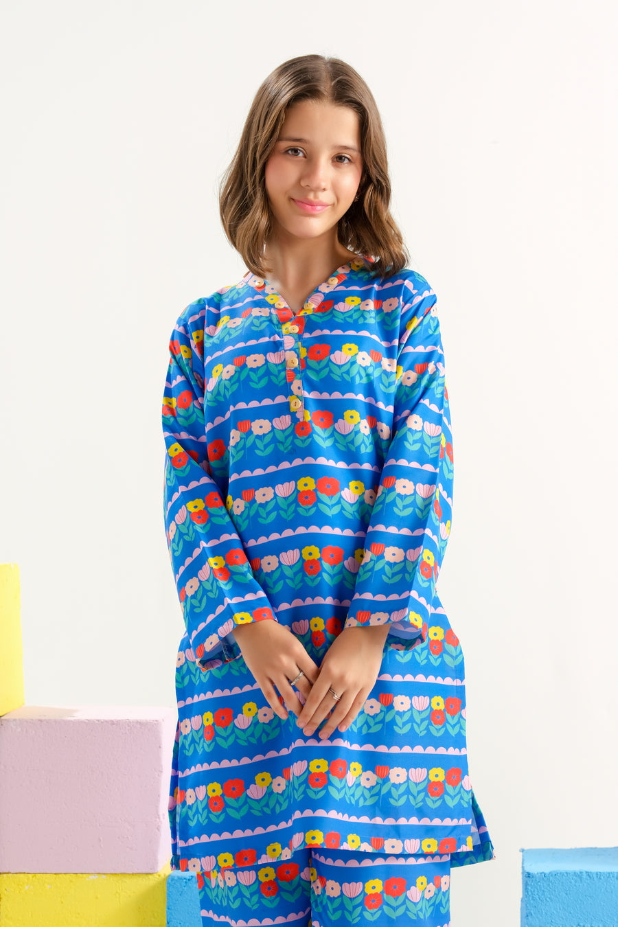 Sprinkles Girls RTW Printed Poly 2 Piece Suit Azure Carnival Bloom - Casual Collection