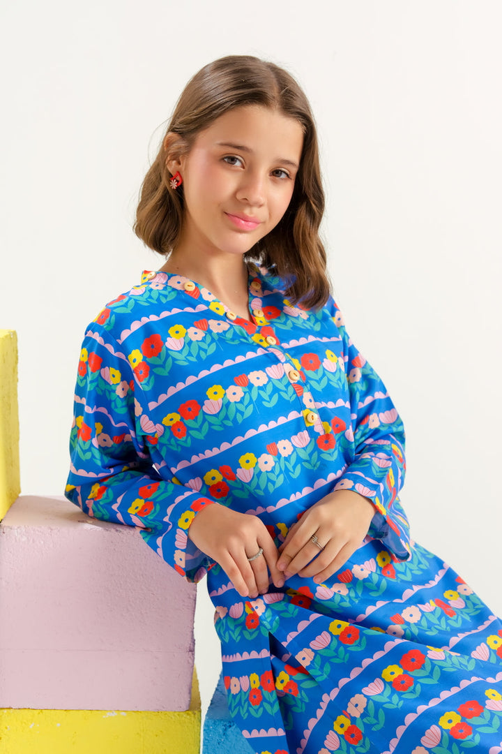 Sprinkles Girls RTW Printed Poly 2 Piece Suit Azure Carnival Bloom - Casual Collection