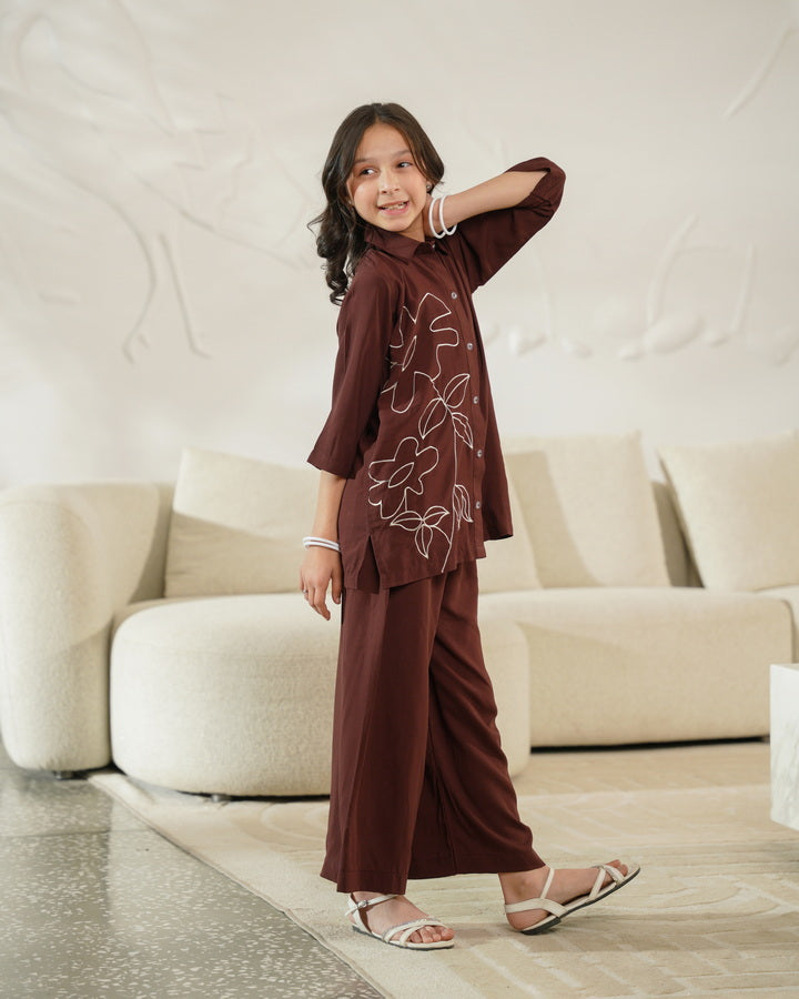 Sprinkles Girls Pret Co-ord Set Embroidered Linen Sketch Bloom SPDR905 - Summer Collection