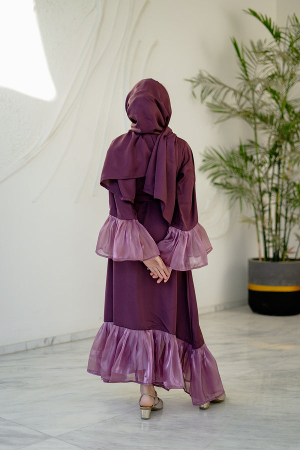 Sprinkles Girls Pret Abaya Printed Nidha Fabric Muted Mauve with Stole SPDR918 - Summer Collection