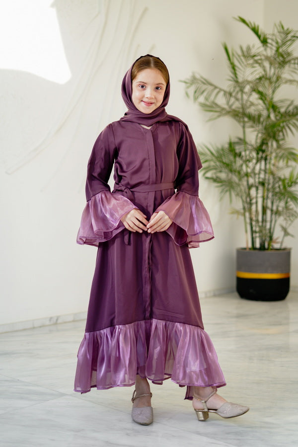 Sprinkles Girls Pret Abaya Printed Nidha Fabric Muted Mauve with Stole SPDR918 - Summer Collection