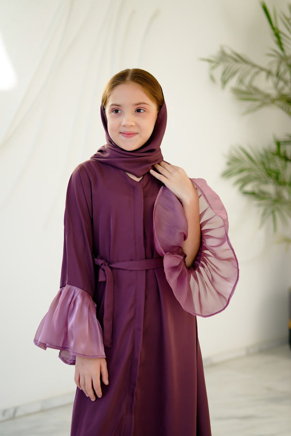 Sprinkles Girls Pret Abaya Printed Nidha Fabric Muted Mauve with Stole SPDR918 - Summer Collection