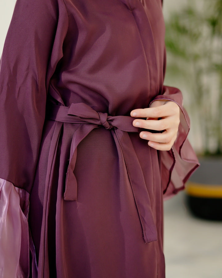 Sprinkles Girls Pret Abaya Printed Nidha Fabric Muted Mauve with Stole SPDR918 - Summer Collection