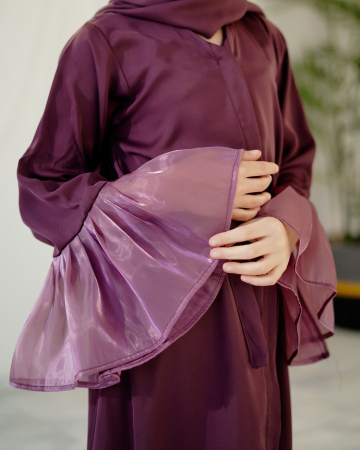 Sprinkles Girls Pret Abaya Printed Nidha Fabric Muted Mauve with Stole SPDR918 - Summer Collection