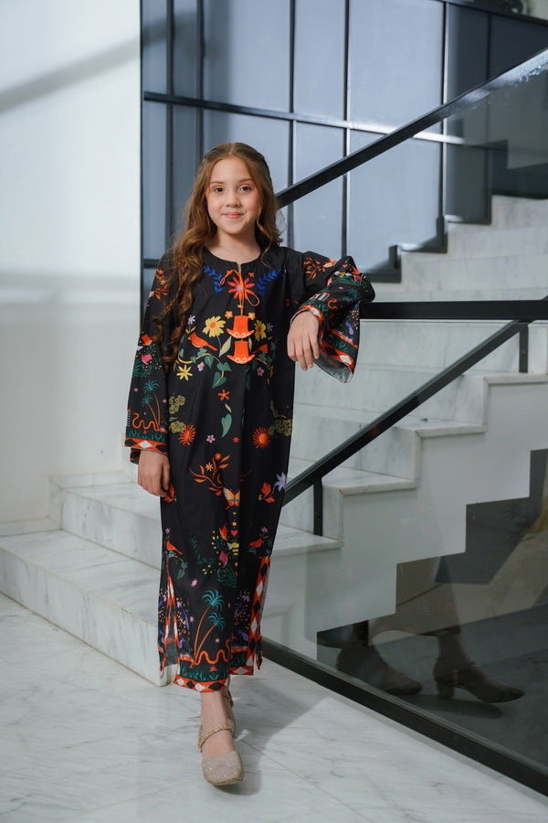 Sprinkles Girls Pret Kaftan Printed Dull Crepe Mystic Brushstroke SPDR920 - Summer Collection