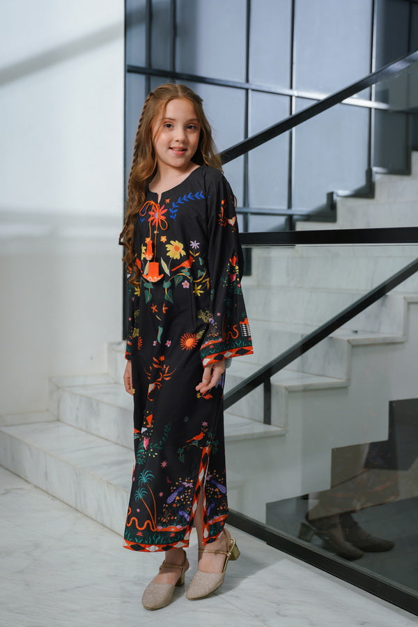 Sprinkles Girls Pret Kaftan Printed Dull Crepe Mystic Brushstroke SPDR920 - Summer Collection