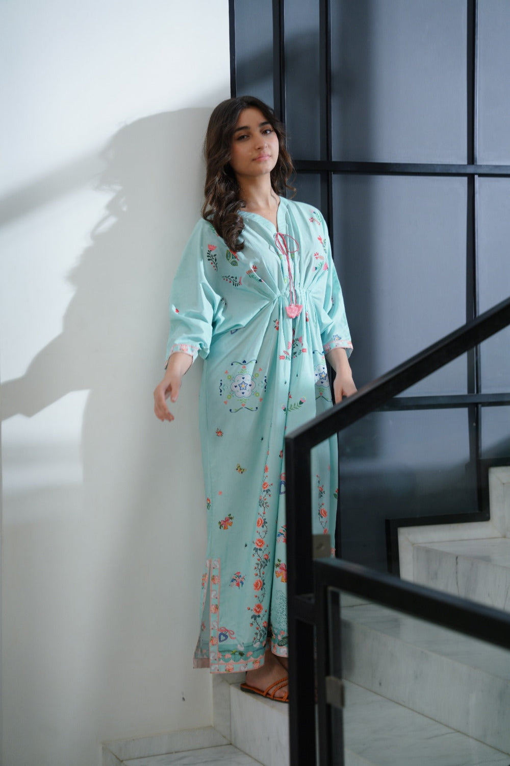 Sprinkles Girls Pret Kaftan Printed Dull Crepe Slate Edge SPDR921 - Summer Collection