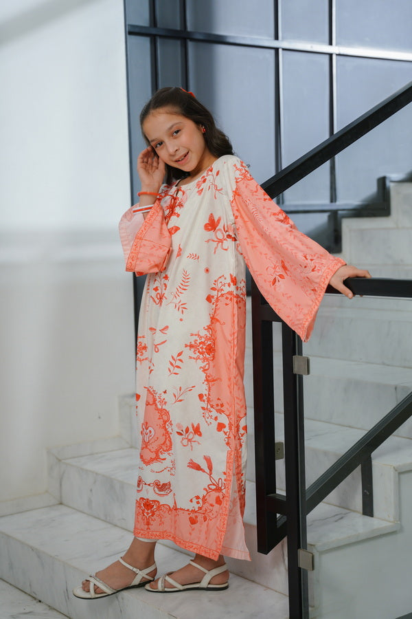 Sprinkles Girls Pret Kaftan Printed Dull Crepe Butterfly Bloom SPDR923 - Summer Collection