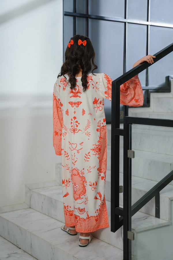 Sprinkles Girls Pret Kaftan Printed Dull Crepe Butterfly Bloom SPDR923 - Summer Collection